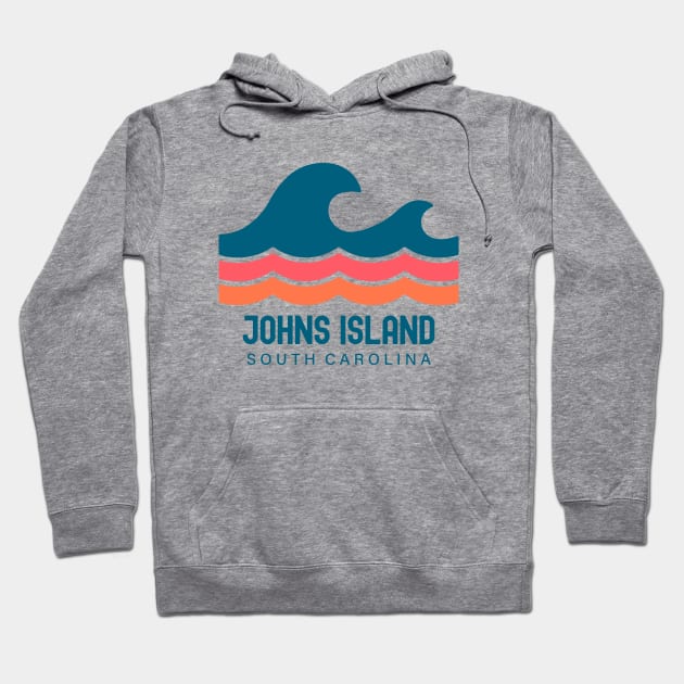 Johns Island South Carolina Vintage Wave Hoodie by TGKelly